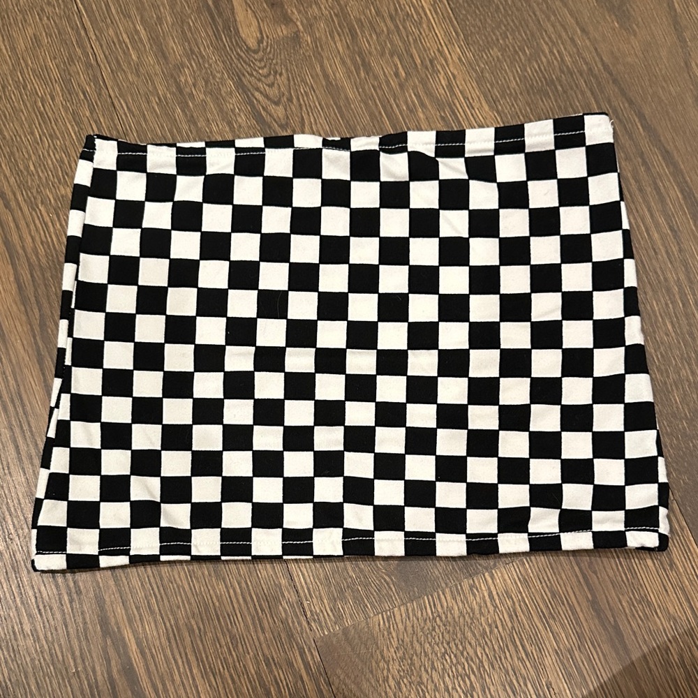 Chic Black and White Checkered Tube Top